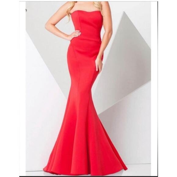 Tony Bowls Paris Cream Strapless Bodycon Mermaid Ball Gown Prom Dress Women's 2 - Picture 3 of 14